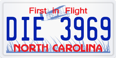 NC license plate DIE3969
