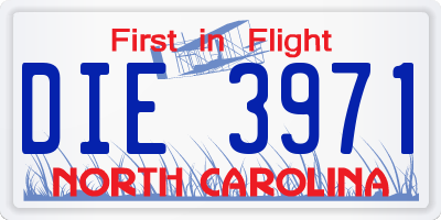 NC license plate DIE3971