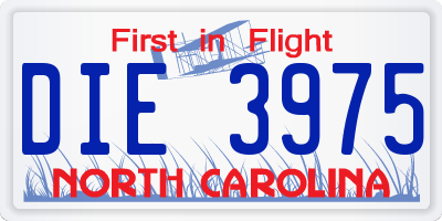 NC license plate DIE3975