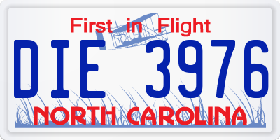 NC license plate DIE3976