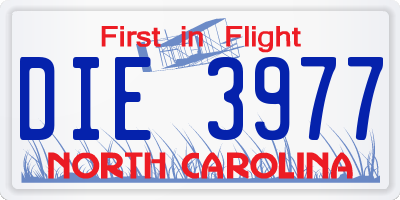 NC license plate DIE3977