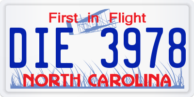 NC license plate DIE3978