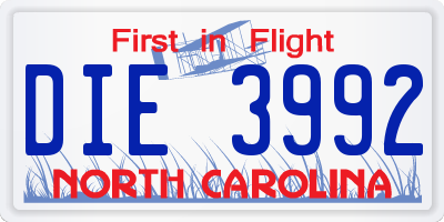 NC license plate DIE3992