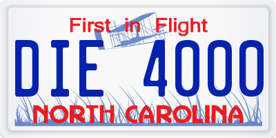 NC license plate DIE4000