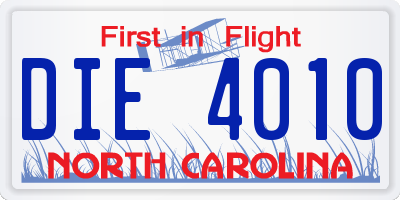 NC license plate DIE4010