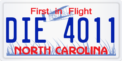 NC license plate DIE4011