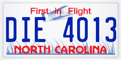 NC license plate DIE4013