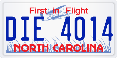 NC license plate DIE4014