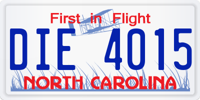 NC license plate DIE4015
