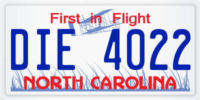 NC license plate DIE4022