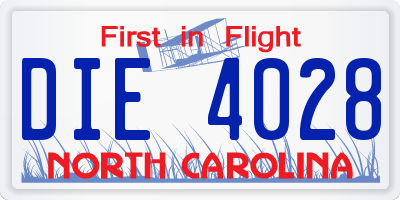 NC license plate DIE4028