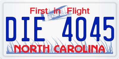 NC license plate DIE4045