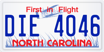 NC license plate DIE4046