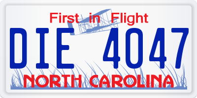 NC license plate DIE4047