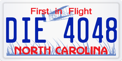 NC license plate DIE4048