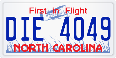 NC license plate DIE4049