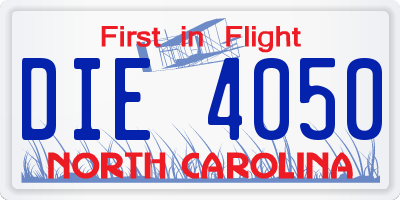 NC license plate DIE4050