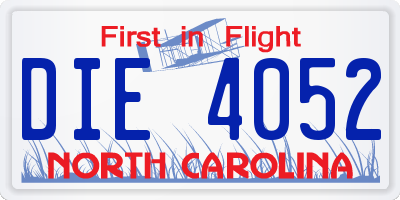 NC license plate DIE4052