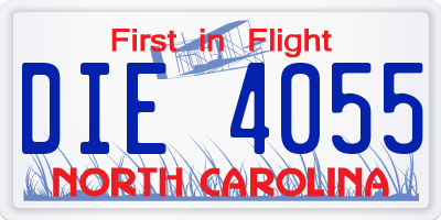 NC license plate DIE4055