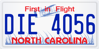 NC license plate DIE4056