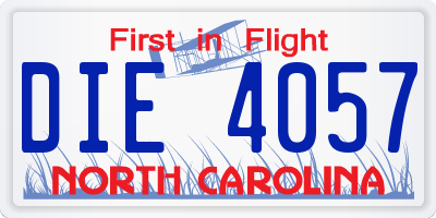 NC license plate DIE4057
