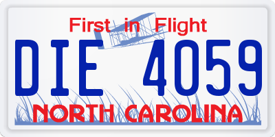 NC license plate DIE4059