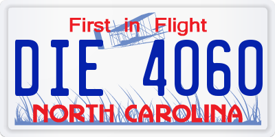 NC license plate DIE4060