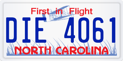 NC license plate DIE4061