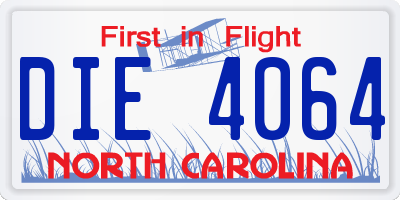 NC license plate DIE4064