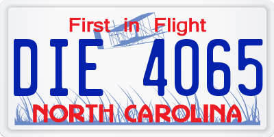 NC license plate DIE4065