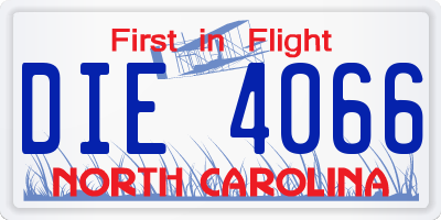 NC license plate DIE4066