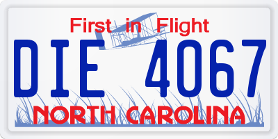 NC license plate DIE4067