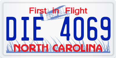 NC license plate DIE4069
