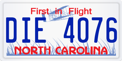 NC license plate DIE4076