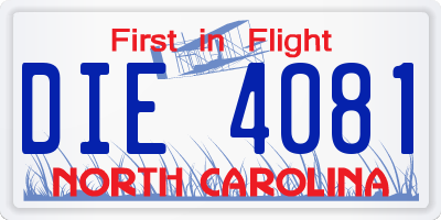 NC license plate DIE4081
