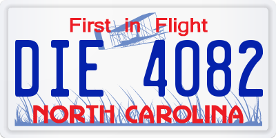 NC license plate DIE4082