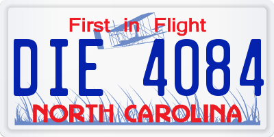 NC license plate DIE4084