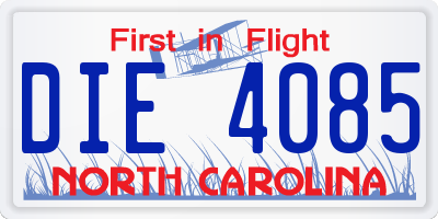 NC license plate DIE4085