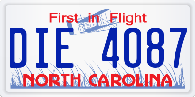 NC license plate DIE4087