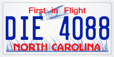 NC license plate DIE4088