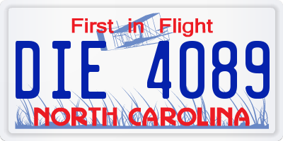 NC license plate DIE4089