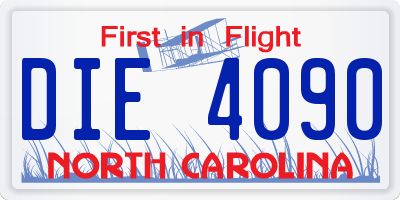 NC license plate DIE4090