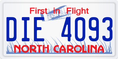 NC license plate DIE4093