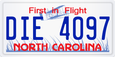 NC license plate DIE4097