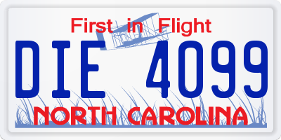 NC license plate DIE4099