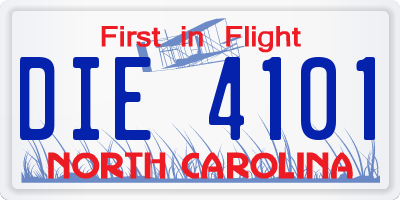 NC license plate DIE4101