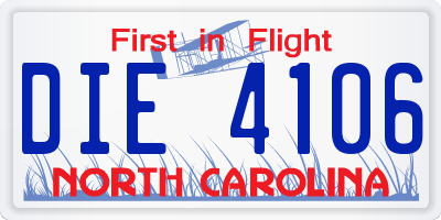NC license plate DIE4106