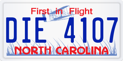 NC license plate DIE4107