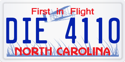 NC license plate DIE4110