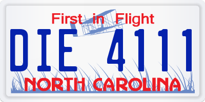 NC license plate DIE4111